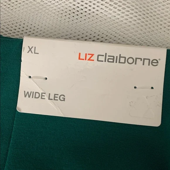 Liz Claiborne Bold Emerald 4 Way Stretch Wide Leg Pants with pockets Size XL $54 - Picture 4 of 13